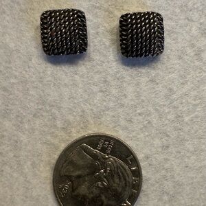 Gunmetal “Tweed” Pattern Stud Earrings